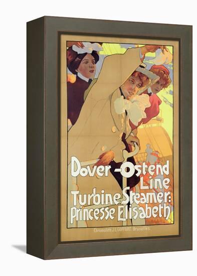 Dover- Ostend Line', Poster Advertising Travel Between England and Belgium on Princesse Elisabeth-Adolfo Hohenstein-Framed Premier Image Canvas