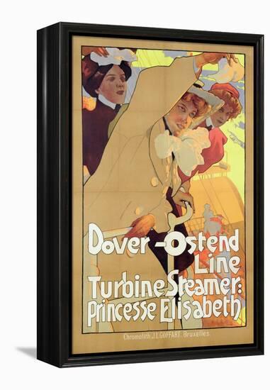 Dover- Ostend Line', Poster Advertising Travel Between England and Belgium on Princesse Elisabeth-Adolfo Hohenstein-Framed Premier Image Canvas