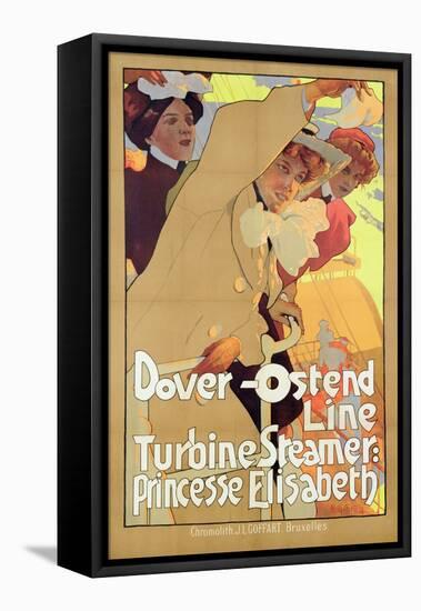 Dover- Ostend Line', Poster Advertising Travel Between England and Belgium on Princesse Elisabeth-Adolfo Hohenstein-Framed Premier Image Canvas