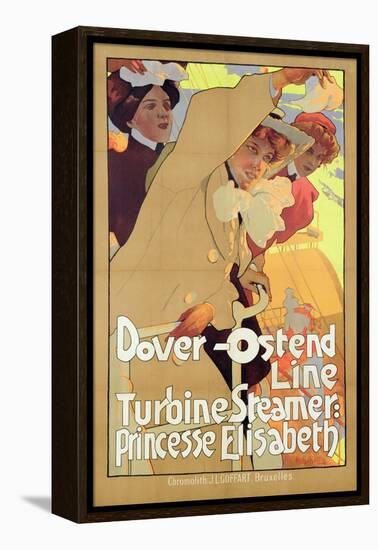 Dover- Ostend Line', Poster Advertising Travel Between England and Belgium on Princesse Elisabeth-Adolfo Hohenstein-Framed Premier Image Canvas