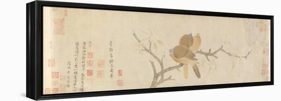 Doves and Pear Blossoms after Rain, Yuan Dynasty, Late 13th Century-Qian Xuan-Framed Premier Image Canvas
