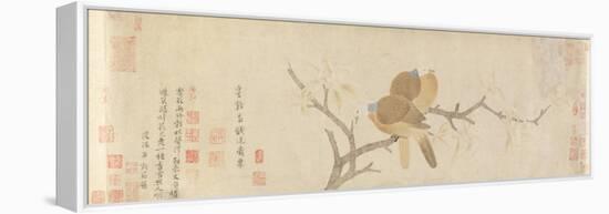 Doves and Pear Blossoms after Rain, Yuan Dynasty, Late 13th Century-Qian Xuan-Framed Premier Image Canvas