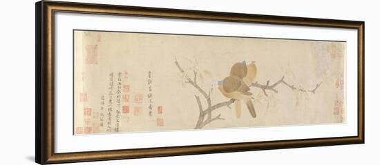 Doves and Pear Blossoms after Rain, Yuan Dynasty, Late 13th Century-Qian Xuan-Framed Giclee Print