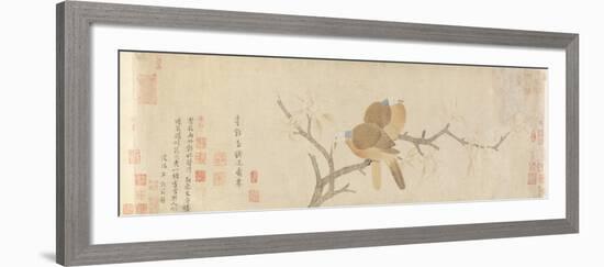 Doves and Pear Blossoms after Rain, Yuan Dynasty, Late 13th Century-Qian Xuan-Framed Giclee Print