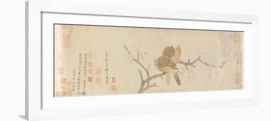 Doves and Pear Blossoms after Rain, Yuan Dynasty, Late 13th Century-Qian Xuan-Framed Giclee Print