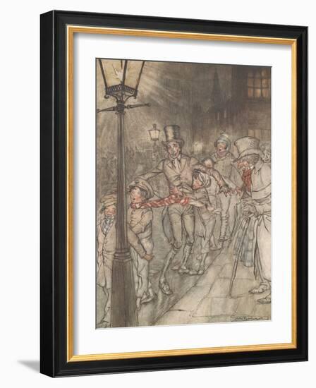 'Down a Slide at Cornhill', 1915-Arthur Rackham-Framed Giclee Print