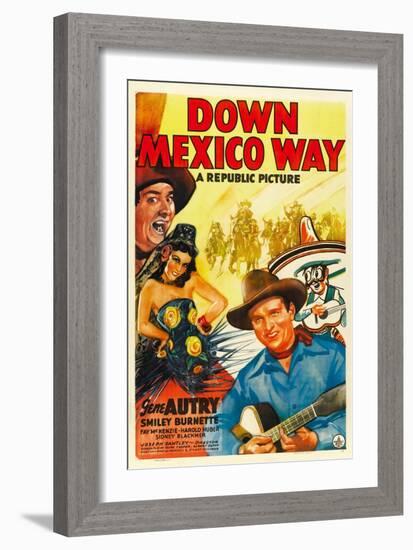 Down Mexico Way, Smiley Burnette, Fay Mckenzie, Gene Autry, 1941-null-Framed Art Print