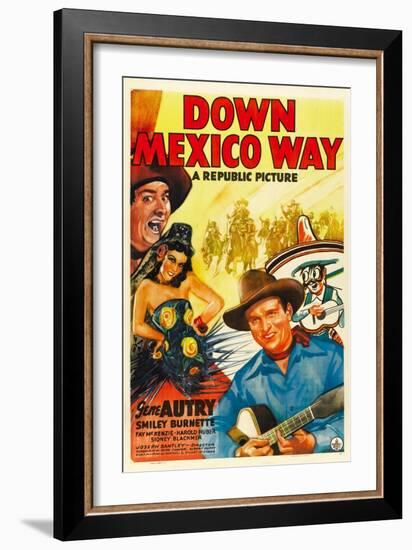 Down Mexico Way, Smiley Burnette, Fay Mckenzie, Gene Autry, 1941-null-Framed Art Print