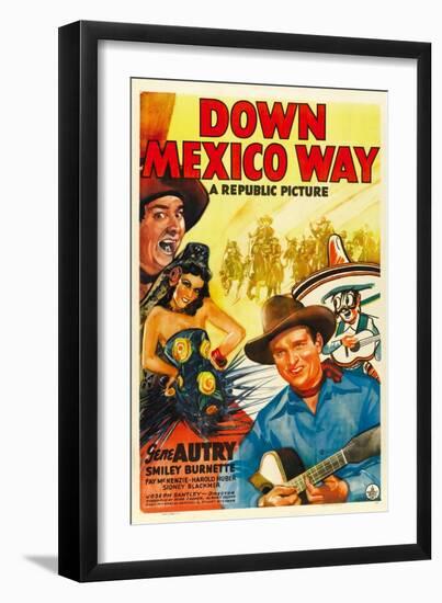 Down Mexico Way, Smiley Burnette, Fay Mckenzie, Gene Autry, 1941-null-Framed Art Print