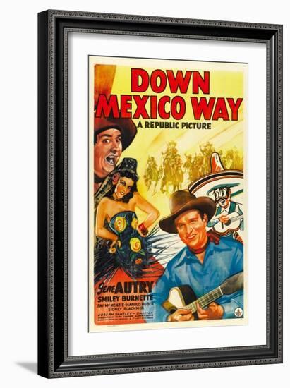 Down Mexico Way, Smiley Burnette, Fay Mckenzie, Gene Autry, 1941-null-Framed Art Print