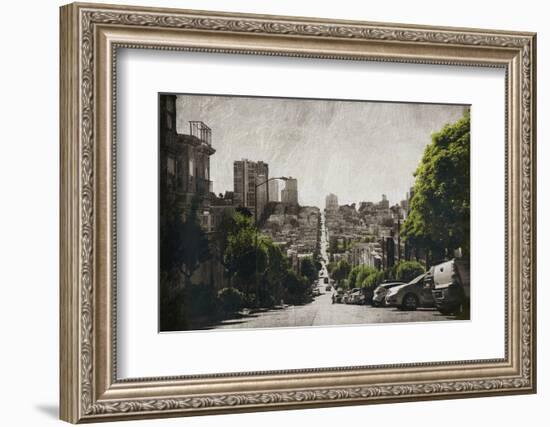 Down The Street Greens-Jace Grey-Framed Photo