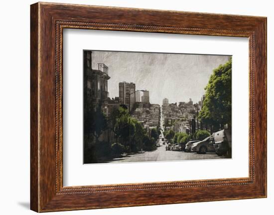 Down The Street Greens-Jace Grey-Framed Photo