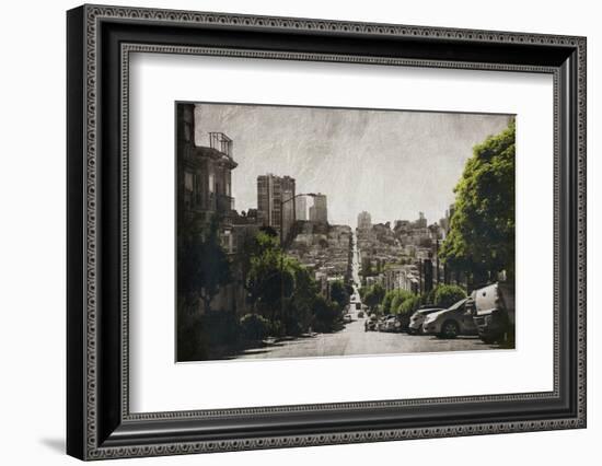 Down The Street Greens-Jace Grey-Framed Photo