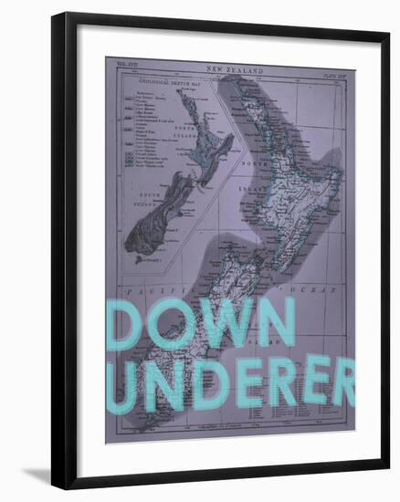 Down Under…er - 1895, New Zealand Map-null-Framed Giclee Print