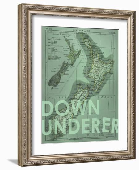 Down Under…er - 1895, New Zealand Map-null-Framed Giclee Print