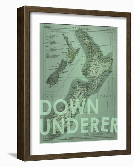 Down Under…er - 1895, New Zealand Map-null-Framed Giclee Print