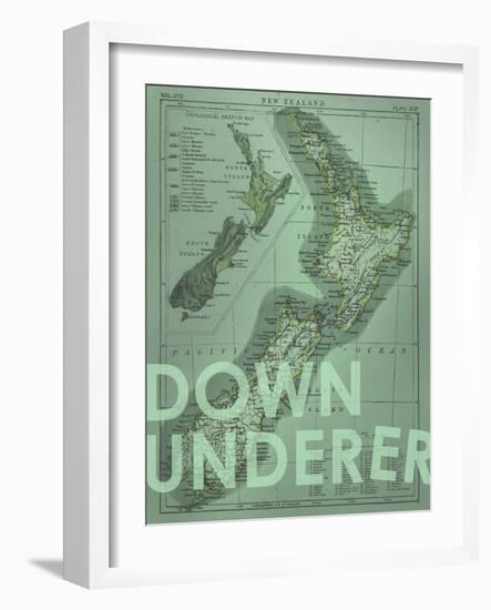 Down Under…er - 1895, New Zealand Map-null-Framed Giclee Print