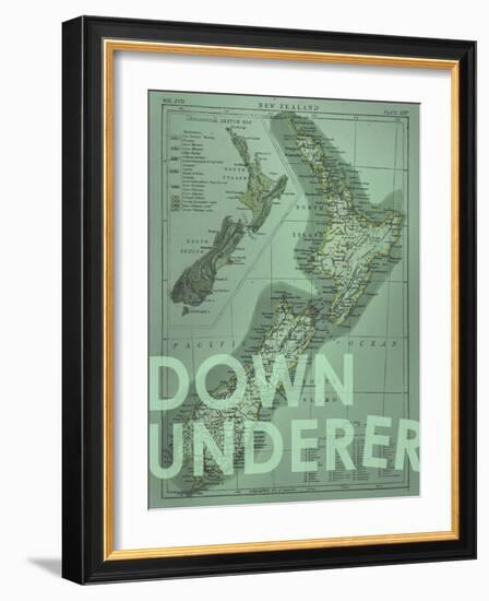 Down Under…er - 1895, New Zealand Map-null-Framed Giclee Print