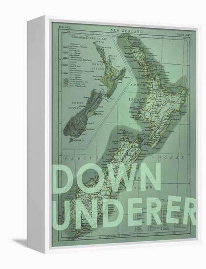 Down Under…er - 1895, New Zealand Map-null-Framed Premier Image Canvas