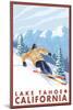 Downhhill Snow Skier, Lake Tahoe, California-Lantern Press-Mounted Art Print