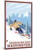 Downhhill Snow Skier, Snoqualmie Pass, Washington-Lantern Press-Mounted Art Print