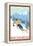 Downhill Skier - Breckenridge, Colorado-Lantern Press-Framed Stretched Canvas