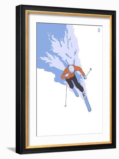 Downhill Skier Stylized - Male-Lantern Press-Framed Art Print