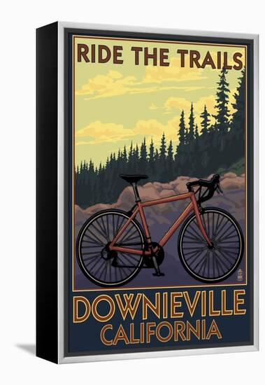 Downieville, California - Bicycle on Trails-Lantern Press-Framed Stretched Canvas