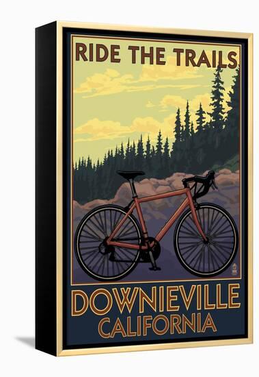 Downieville, California - Bicycle on Trails-Lantern Press-Framed Stretched Canvas