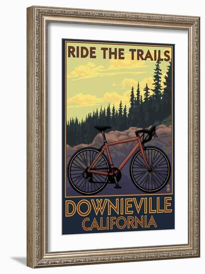 Downieville, California - Bicycle on Trails-Lantern Press-Framed Art Print