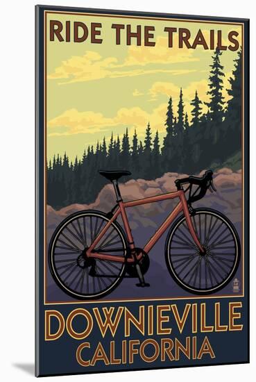 Downieville, California - Bicycle on Trails-Lantern Press-Mounted Art Print