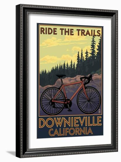 Downieville, California - Bicycle on Trails-Lantern Press-Framed Art Print