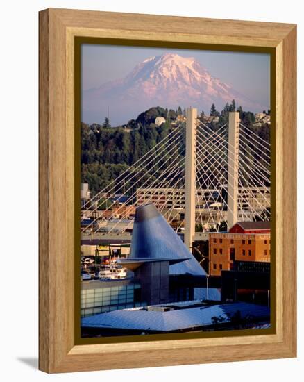 Downtown and Mt. Rainier, Tacoma, Washington-Charles Crust-Framed Premier Image Canvas