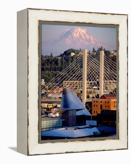 Downtown and Mt. Rainier, Tacoma, Washington-Charles Crust-Framed Premier Image Canvas