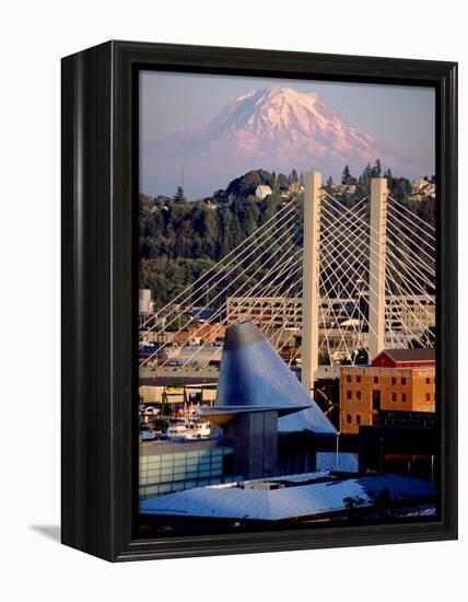 Downtown and Mt. Rainier, Tacoma, Washington-Charles Crust-Framed Premier Image Canvas