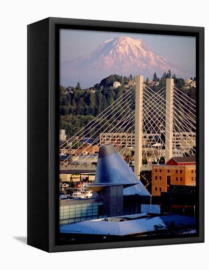 Downtown and Mt. Rainier, Tacoma, Washington-Charles Crust-Framed Premier Image Canvas