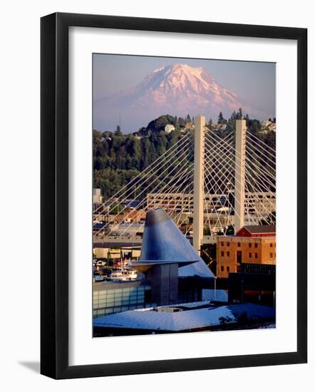 Downtown and Mt. Rainier, Tacoma, Washington-Charles Crust-Framed Photographic Print