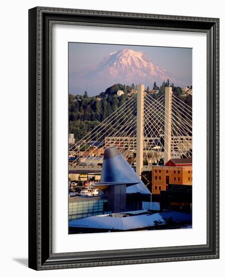 Downtown and Mt. Rainier, Tacoma, Washington-Charles Crust-Framed Photographic Print