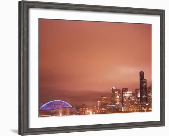 Downtown and Qwest Field, Seattle, King County, Washington, USA-Brent Bergherm-Framed Photographic Print