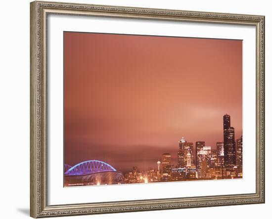 Downtown and Qwest Field, Seattle, King County, Washington, USA-Brent Bergherm-Framed Photographic Print