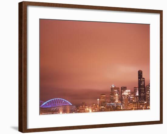 Downtown and Qwest Field, Seattle, King County, Washington, USA-Brent Bergherm-Framed Photographic Print