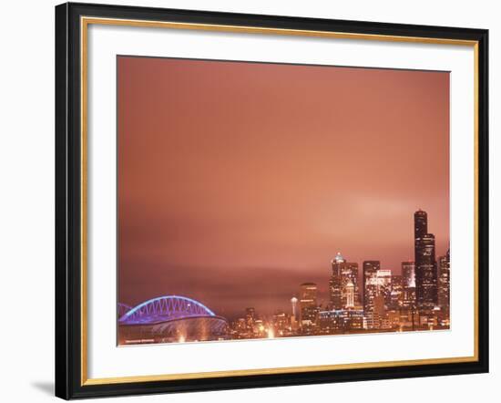 Downtown and Qwest Field, Seattle, King County, Washington, USA-Brent Bergherm-Framed Photographic Print