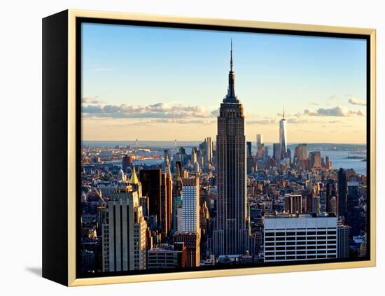 Downtown at Sunset, Empire State Building and One World Trade Center (1WTC), Manhattan, New York-Philippe Hugonnard-Framed Premier Image Canvas