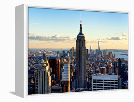 Downtown at Sunset, Empire State Building and One World Trade Center (1WTC), Manhattan, New York-Philippe Hugonnard-Framed Premier Image Canvas