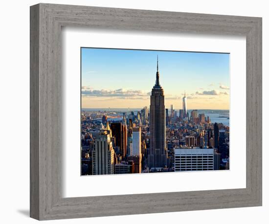 Downtown at Sunset, Empire State Building and One World Trade Center (1WTC), Manhattan, New York-Philippe Hugonnard-Framed Photographic Print