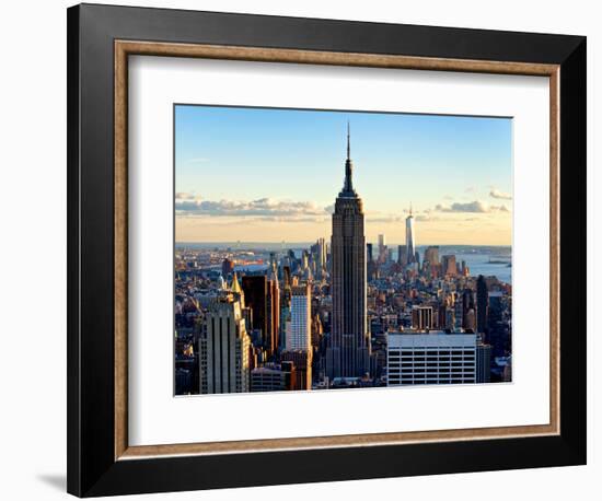 Downtown at Sunset, Empire State Building and One World Trade Center (1WTC), Manhattan, New York-Philippe Hugonnard-Framed Photographic Print