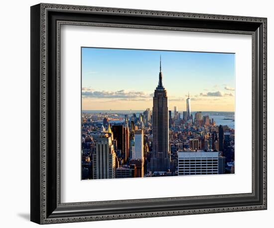 Downtown at Sunset, Empire State Building and One World Trade Center (1WTC), Manhattan, New York-Philippe Hugonnard-Framed Photographic Print