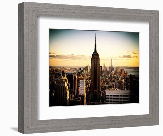 Downtown at Sunset, Empire State Building and One World Trade Center (1WTC), Manhattan, New York-Philippe Hugonnard-Framed Photographic Print