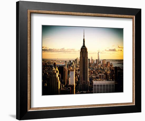 Downtown at Sunset, Empire State Building and One World Trade Center (1WTC), Manhattan, New York-Philippe Hugonnard-Framed Photographic Print