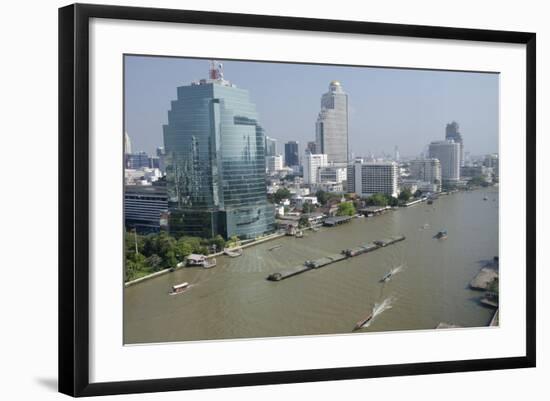 Downtown Bangkok Skyline View with Chao Phraya River, Thailand-Cindy Miller Hopkins-Framed Photographic Print